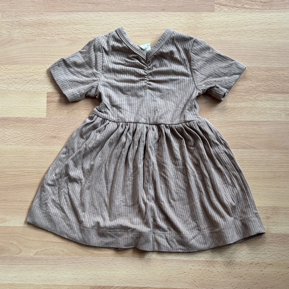 Kate Quin Brown Twirl Dress, modal rib, 3-6m